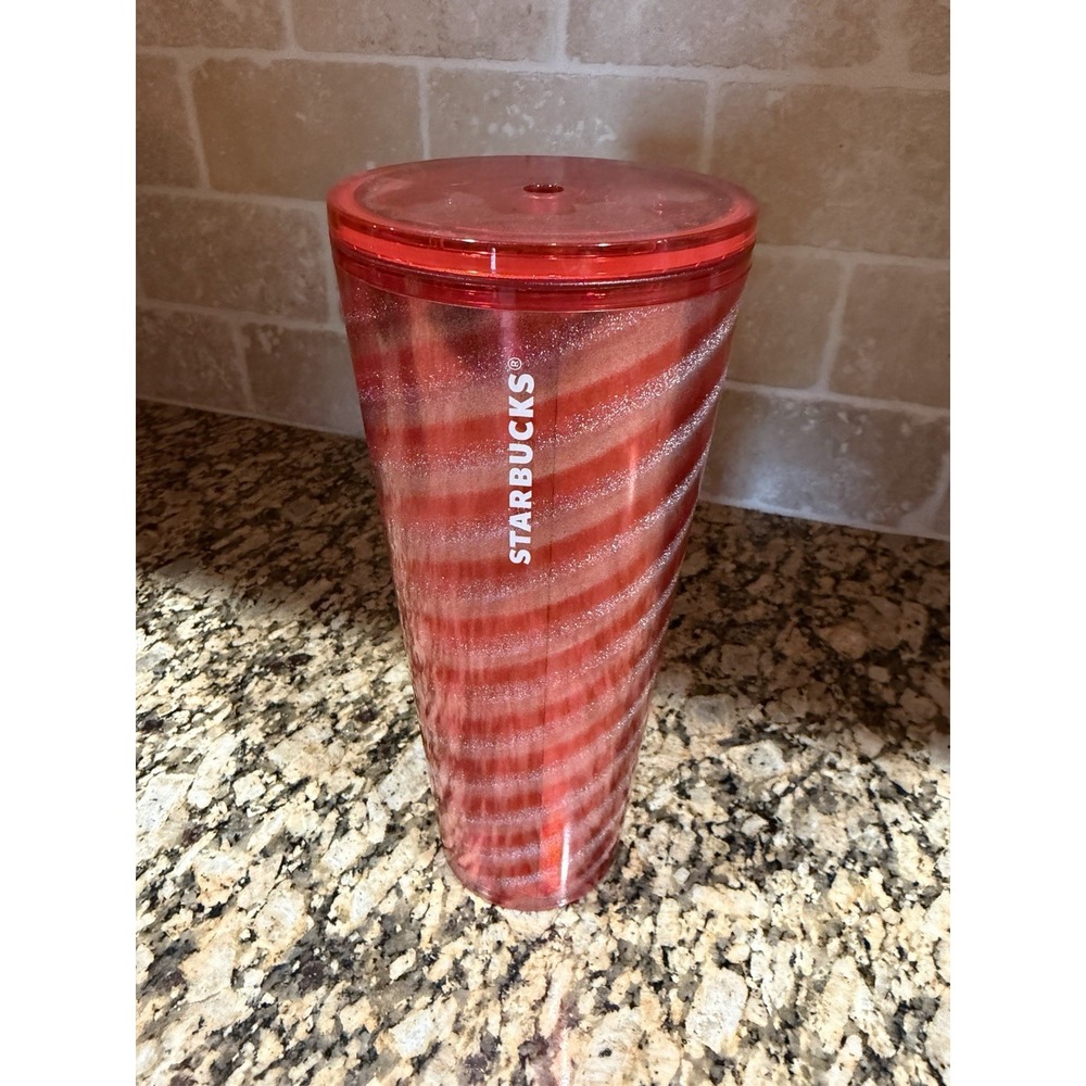 Starbucks Holiday Red Candy Cane Swirl Venti 24oz Cold Cup NEW - Christmas 2023